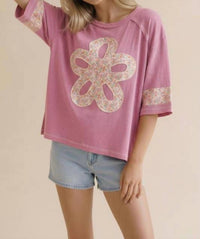 Haptics - Flower Patch Color Block Loose Fit Top