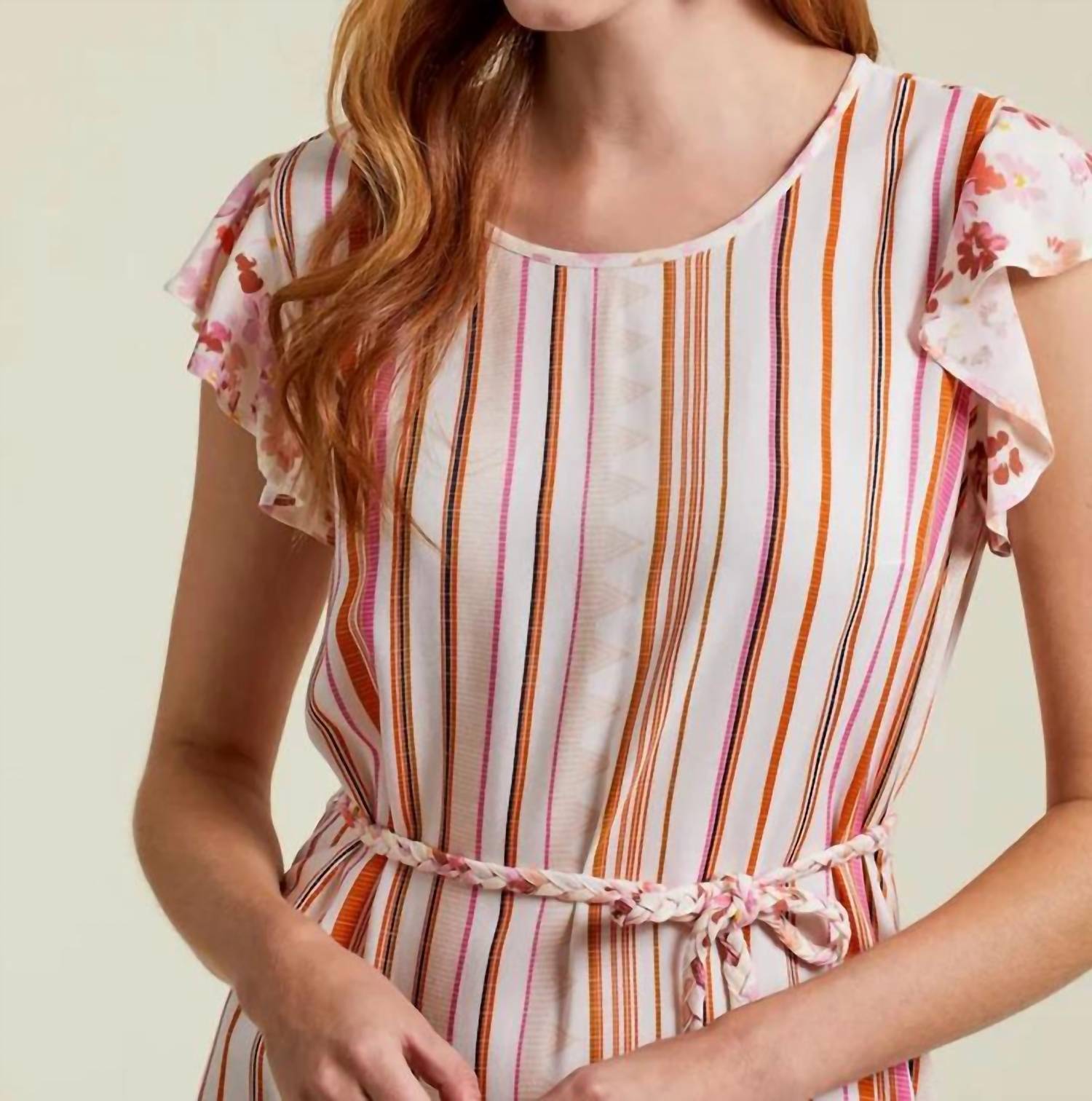 Tribal - Ruffled Contrast Print Dress