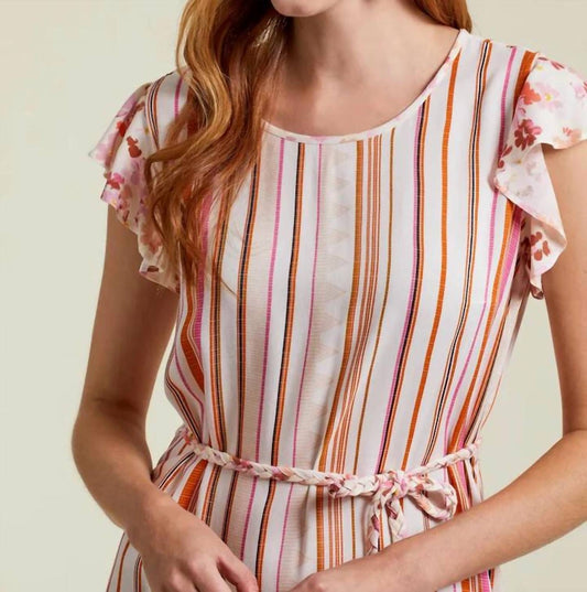 Tribal - Ruffled Contrast Print Dress