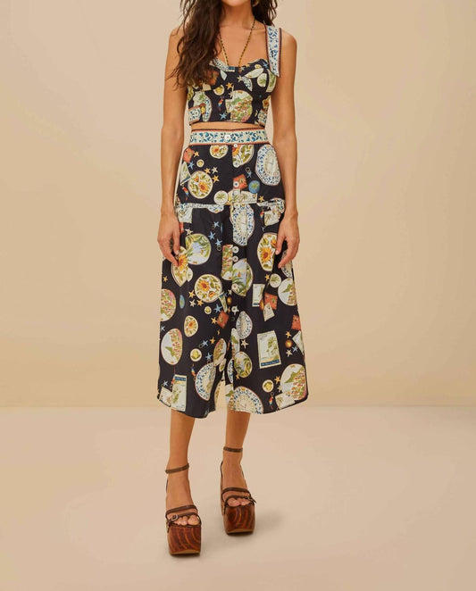 Farm Rio - Trip Souvenir Mixed Buttons Midi Skirt