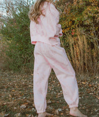 TCEC Bubblegum Camo Pull-on Sweatpants in pink - women's pants - detail view