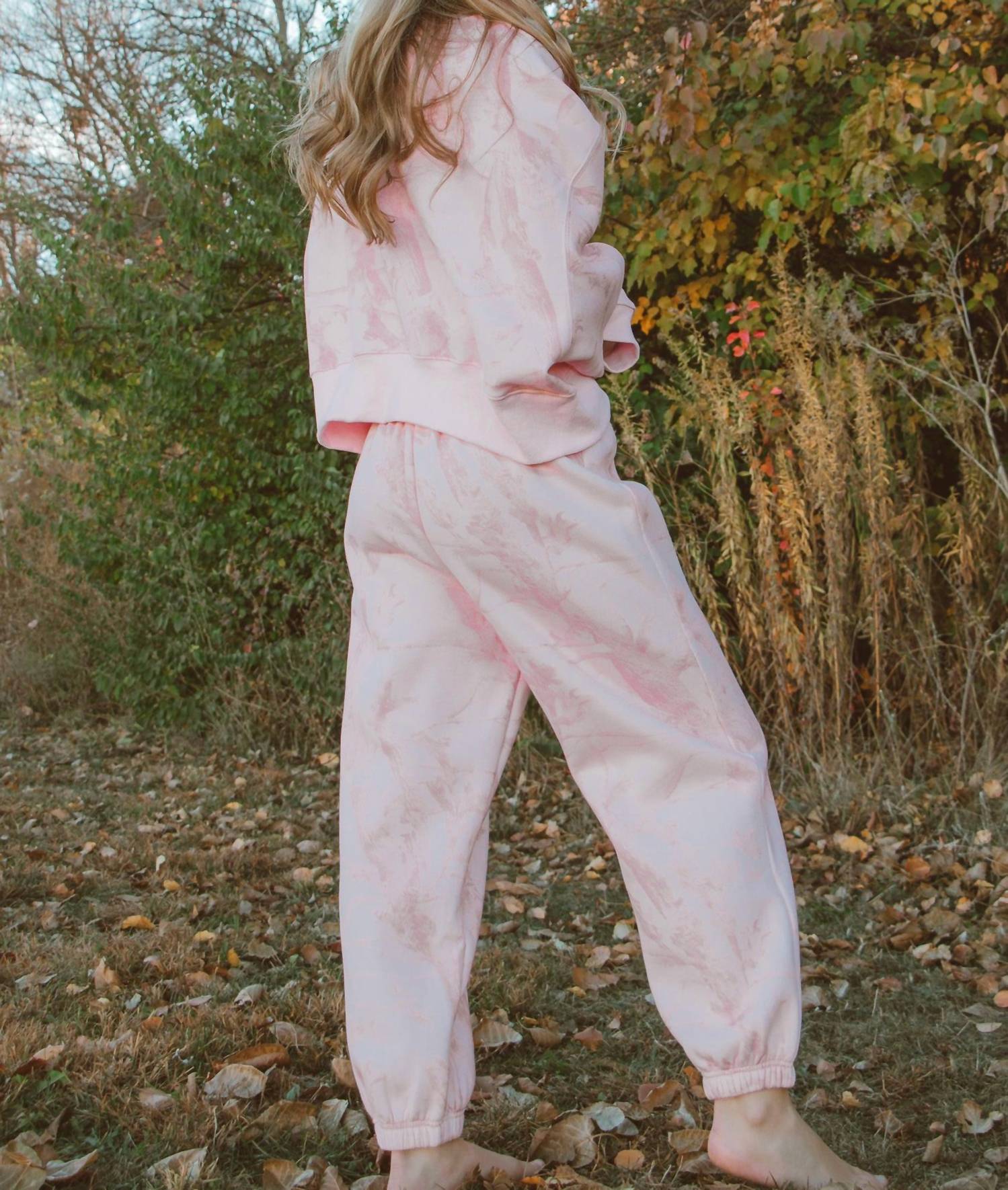 TCEC Bubblegum Camo Pull-on Sweatpants in pink - women's pants - detail view