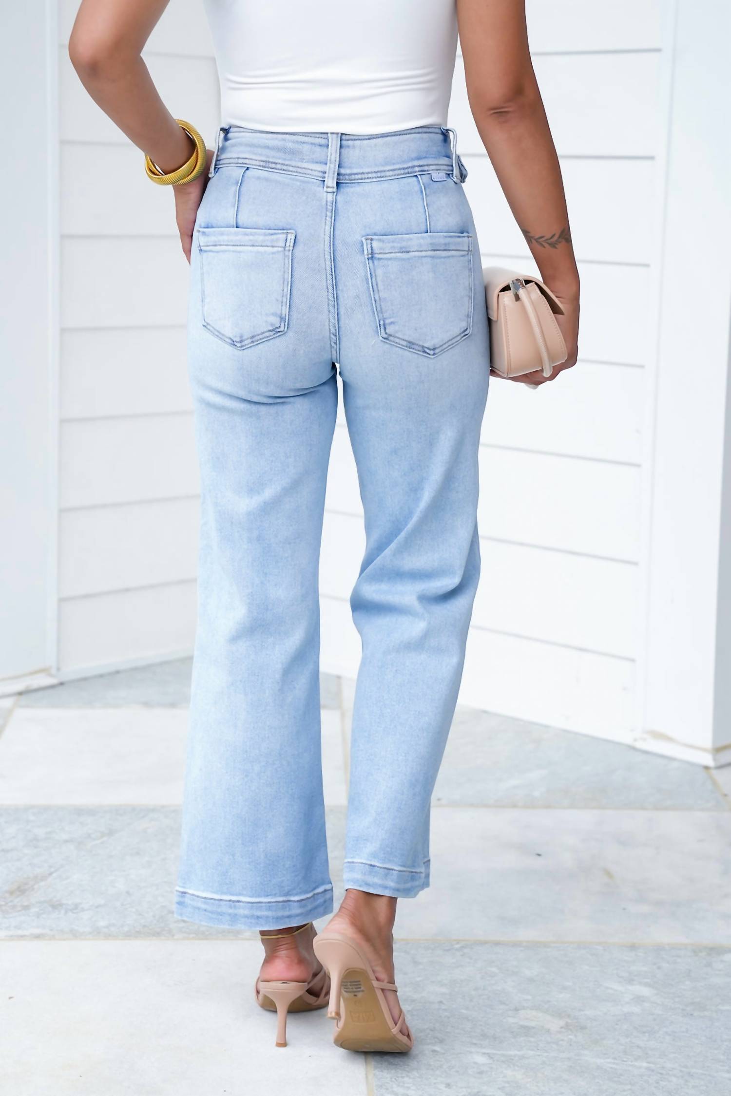 Risen - Textured Tummy Control Straight Jean