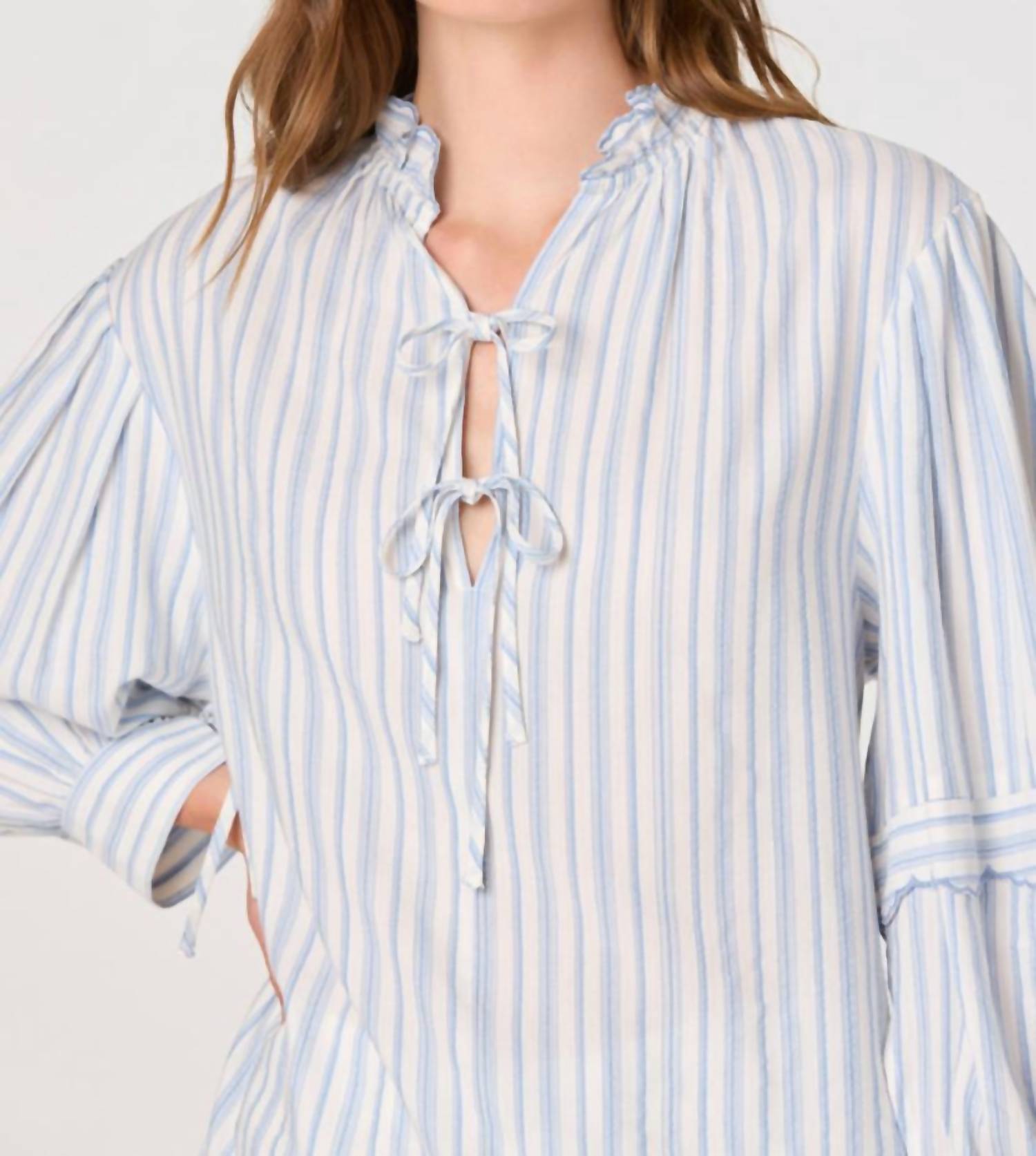 ASTR Taliyah Striped Blouse in blue white - women's blouse - view 5
