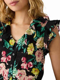 Steve Madden - Mayra V-neck Cap Sleeve Cropped Top