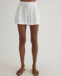 Bella Dahl Pleated Shorts in white - women's shorts