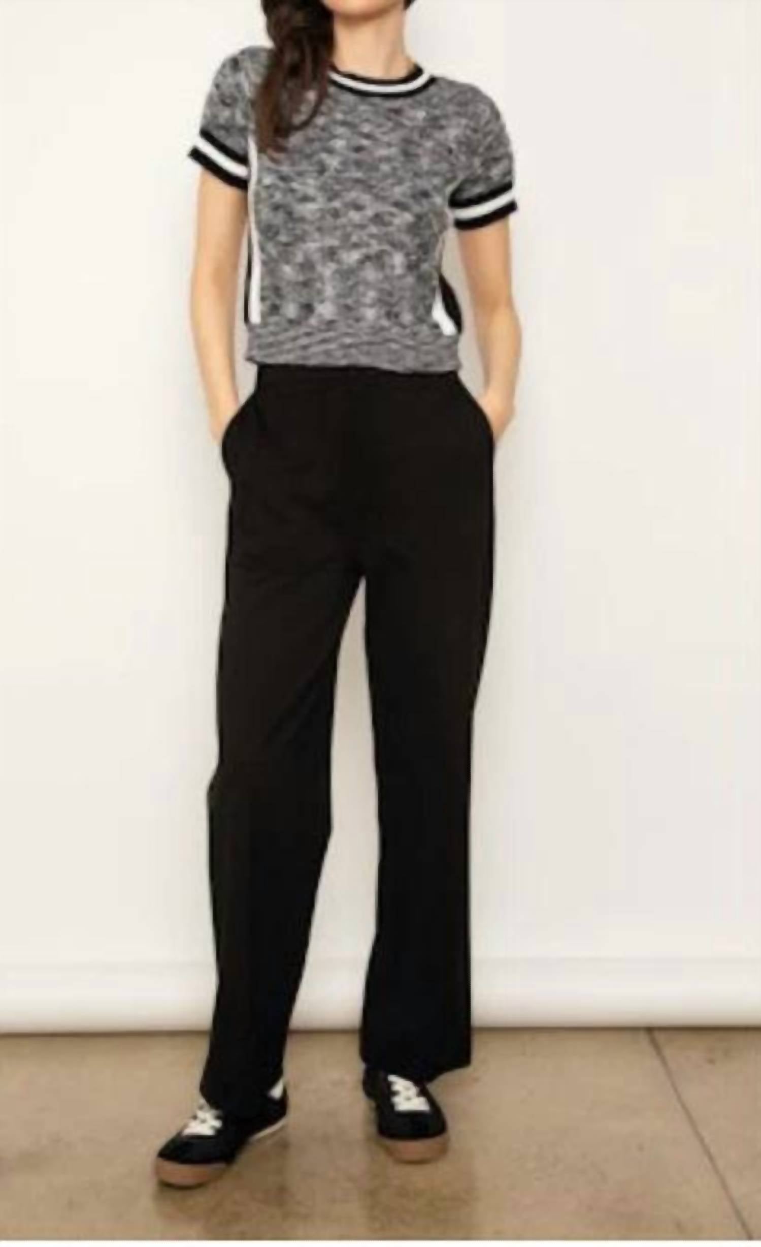 Central Park West Luca Melanged Sweater Shirt in black white - women's sweater