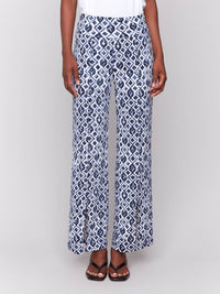 Charlie B - Printed Wide Leg Pants With Front Slits