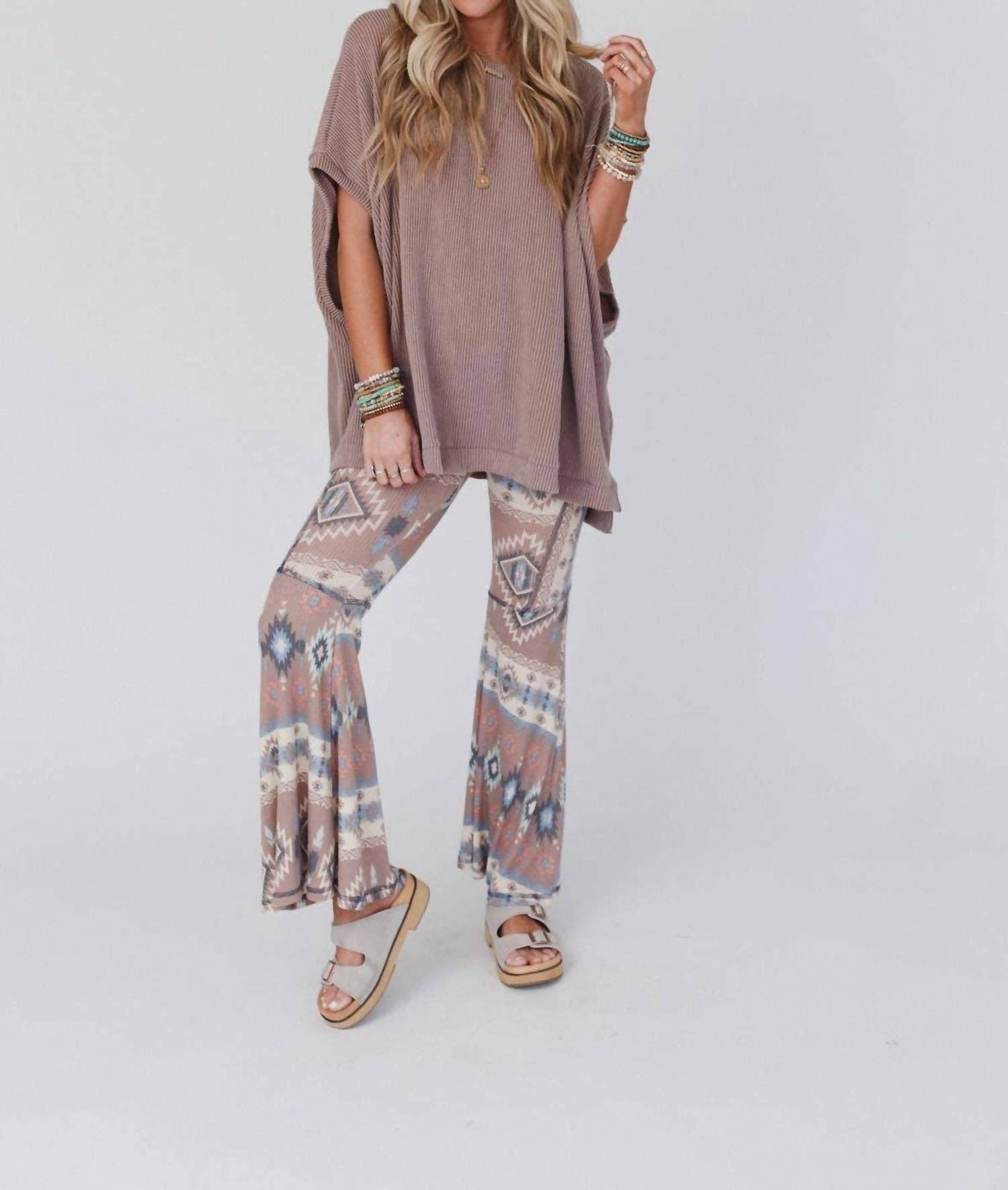 Three Bird Nest - Boho Bliss Ribbed Flare Pants