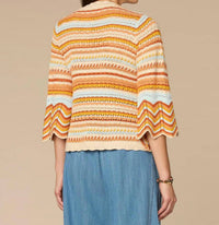 Democracy Bell Sleeve Crochet Striped Sweater in multicolor - women's sweater - view 4
