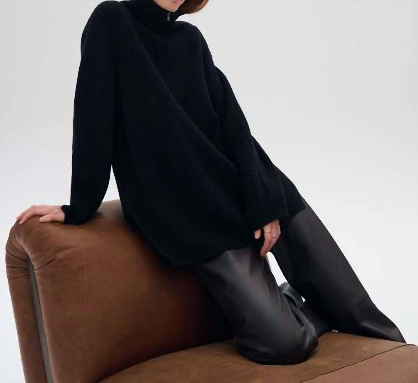 White + Warren - Lofty Blend Zip Collar Tunic Sweater