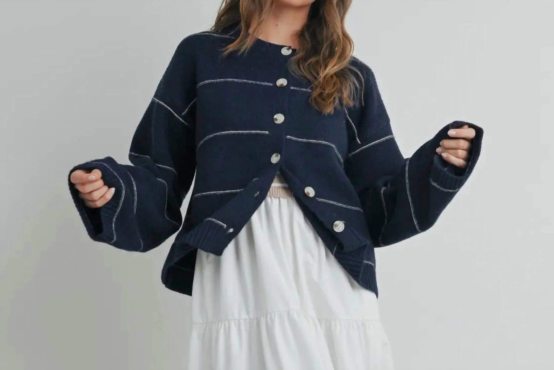 Buttermelon - Nova Button Front Striped Cardigan