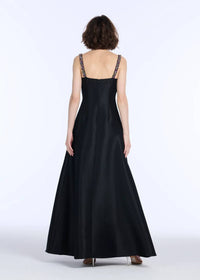 EMILY SHALANT Square Neck Bead Strap Duchess Twill Gown in black - women's dress - alternate view