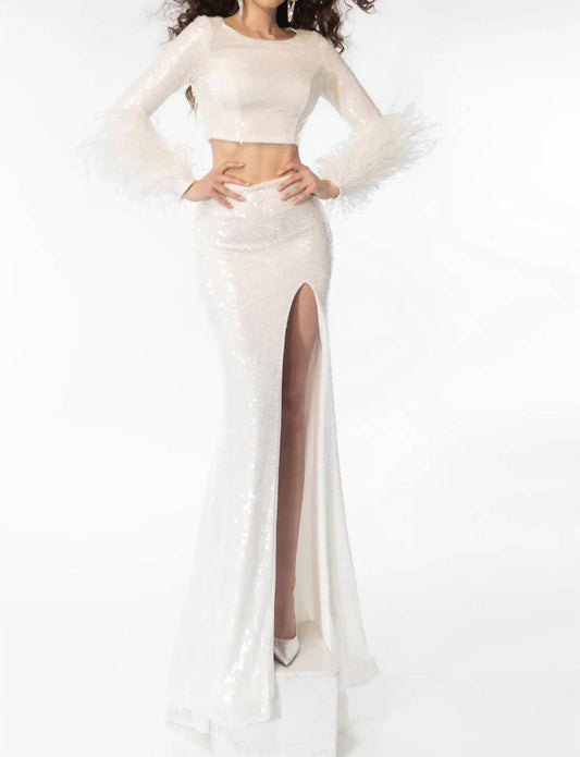 Ava Presley - Sequin Set With Feathered Sleeves