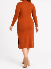 The Athletic Side Of Us - Ribbed Sweater Dress – Body-hugging Knit With Gold Button Detail