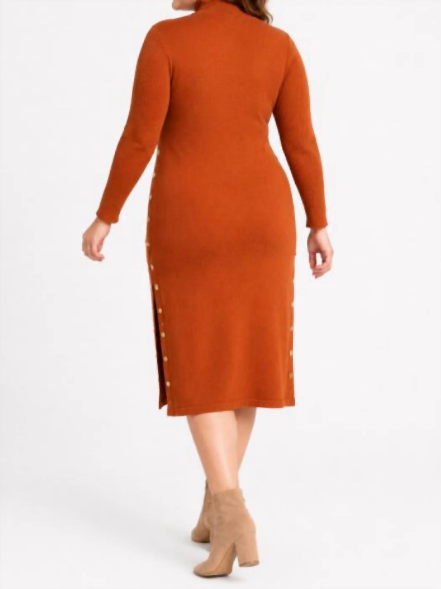 The Athletic Side Of Us - Ribbed Sweater Dress – Body-hugging Knit With Gold Button Detail