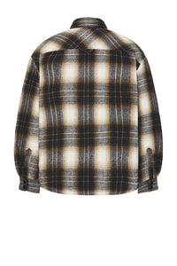 Stan Ray Men's Quilted Plaid Overshirt in navy - men's shirt - detail view
