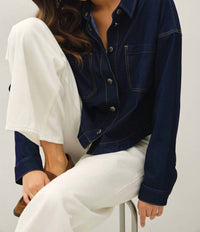 be cool Women's Dylan Dark Denim Jacket in blue - women's jacket - view 5