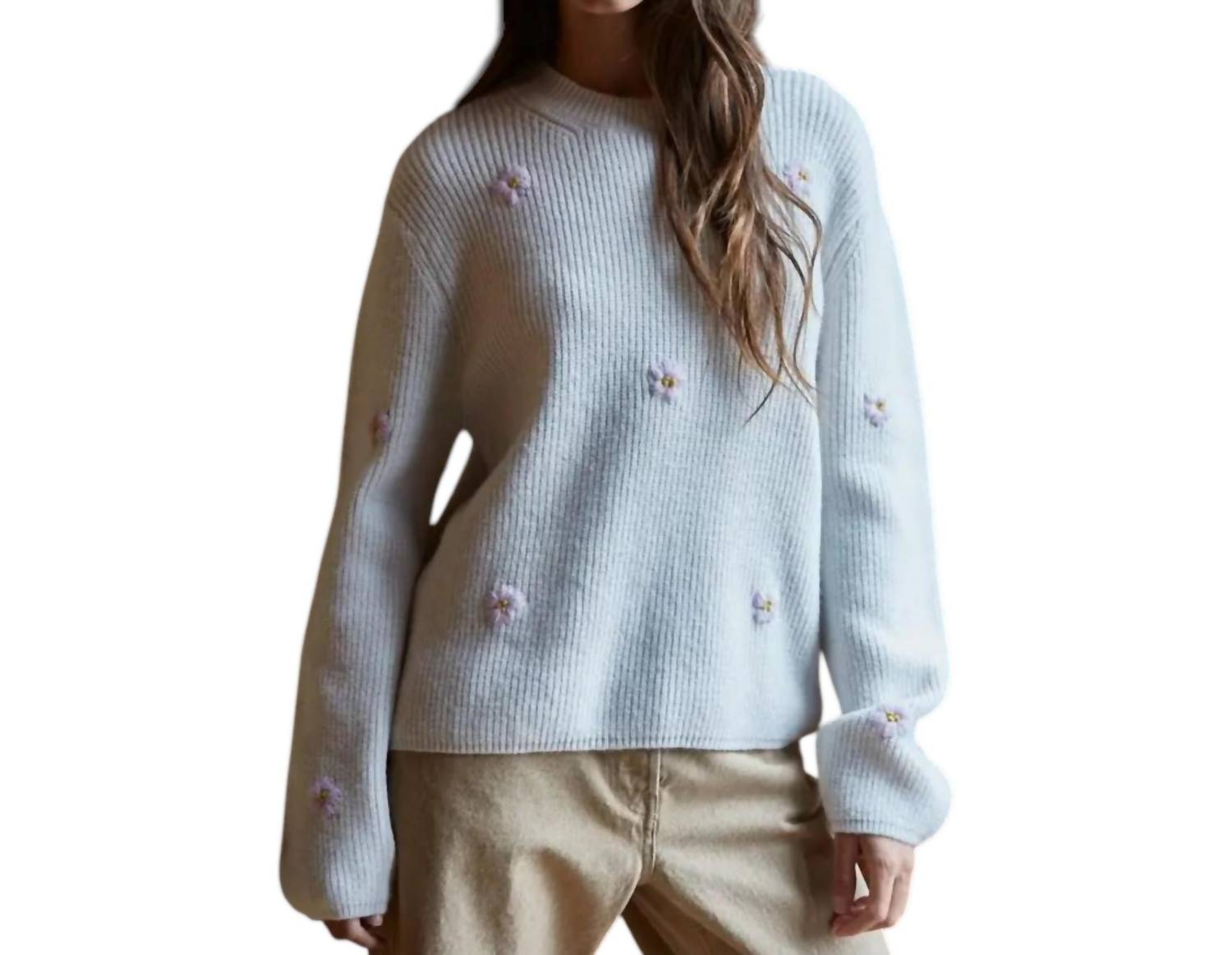 By Together Franki Flower Sweater in grey - women's sweater