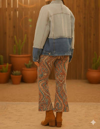 Little Secret Of Mine - Split Decision Button Closure Pockets Two-Tone Denim Jacket