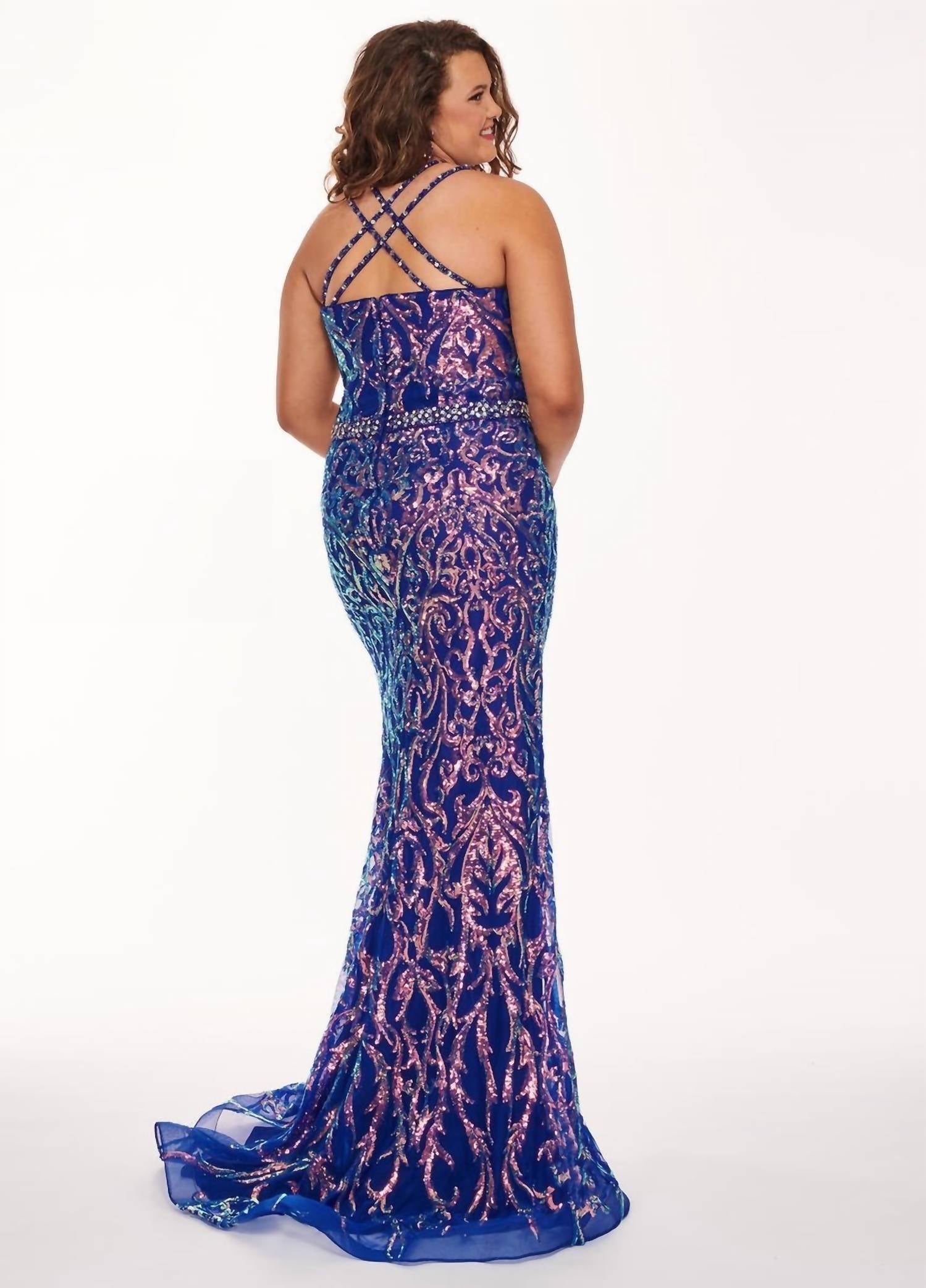 Rachel Allan - Sequin Halter Neck Prom Gown