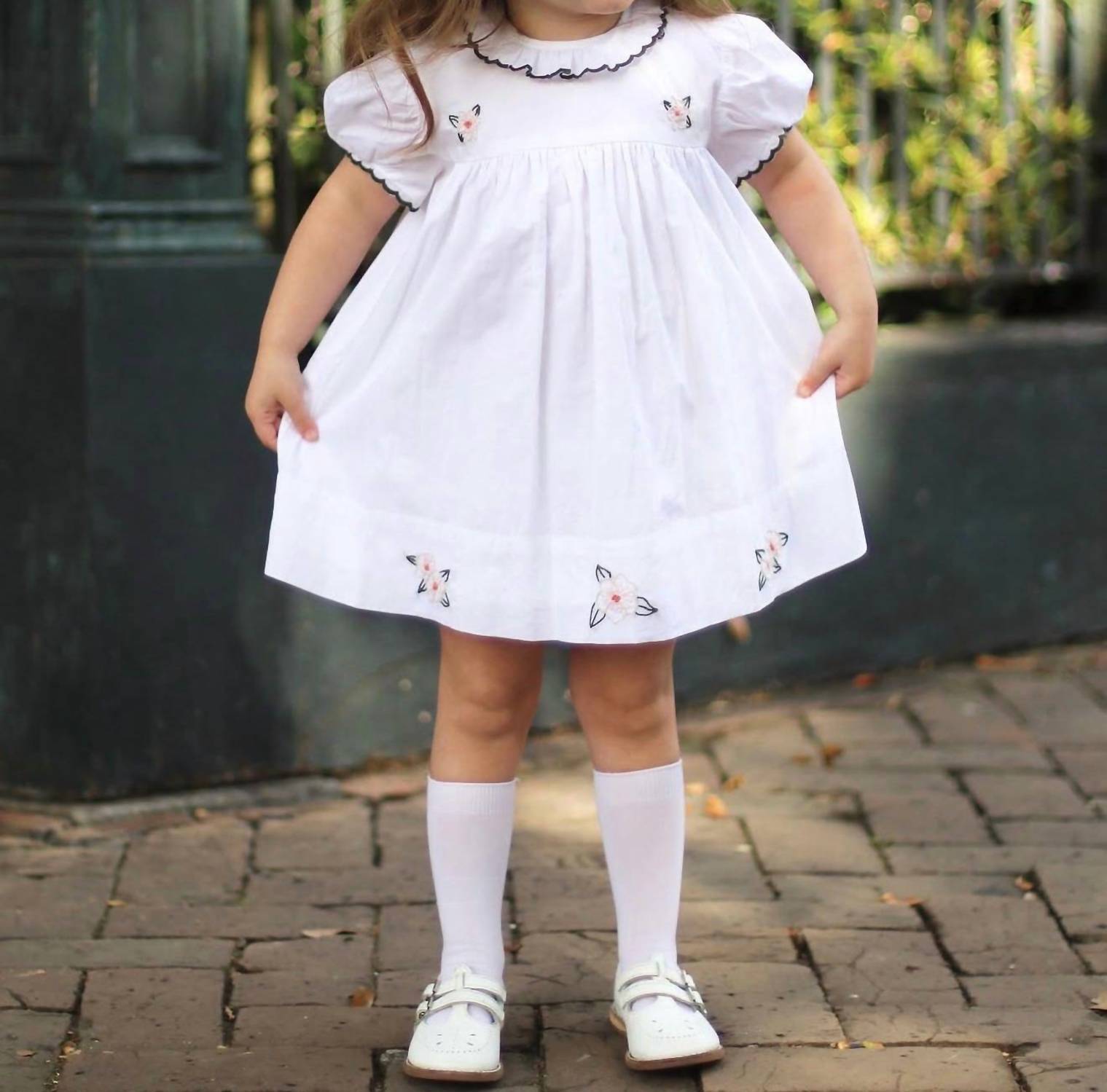 CHRISTIAN ELIZABETH Magnolia Embroidered Dress in white - kids' dress
