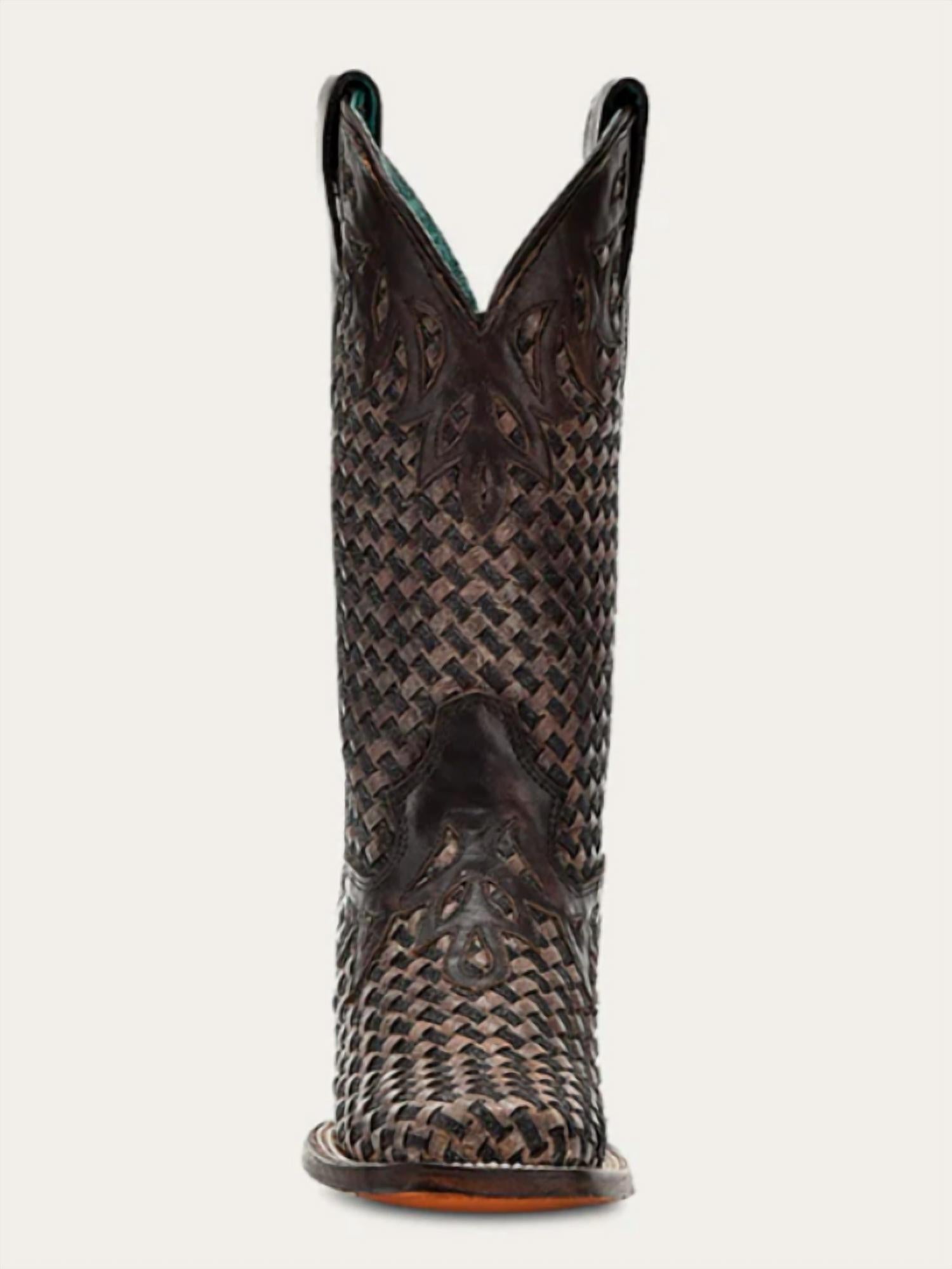 Corral - Women's Glitter Woven Overlay Square Toe Cowboy Boot