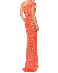 Precious Formals - Hand Beaded One Shoulder Prom Gown