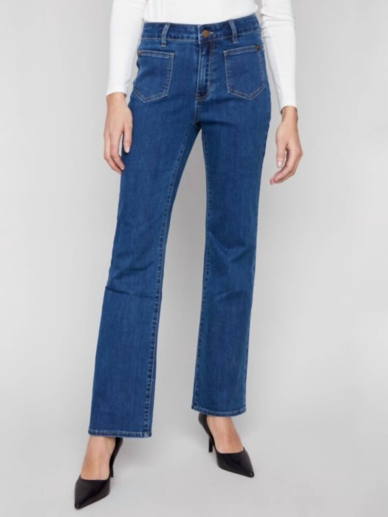 Charlie B - Leg Stretch Denim Pants With Patch Pockets