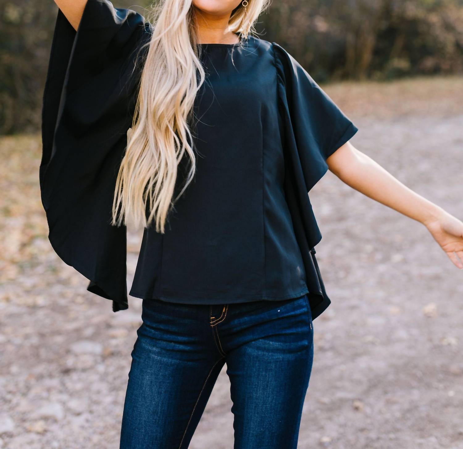 Wing And A Prayer Ruffle Sleeve Blouse