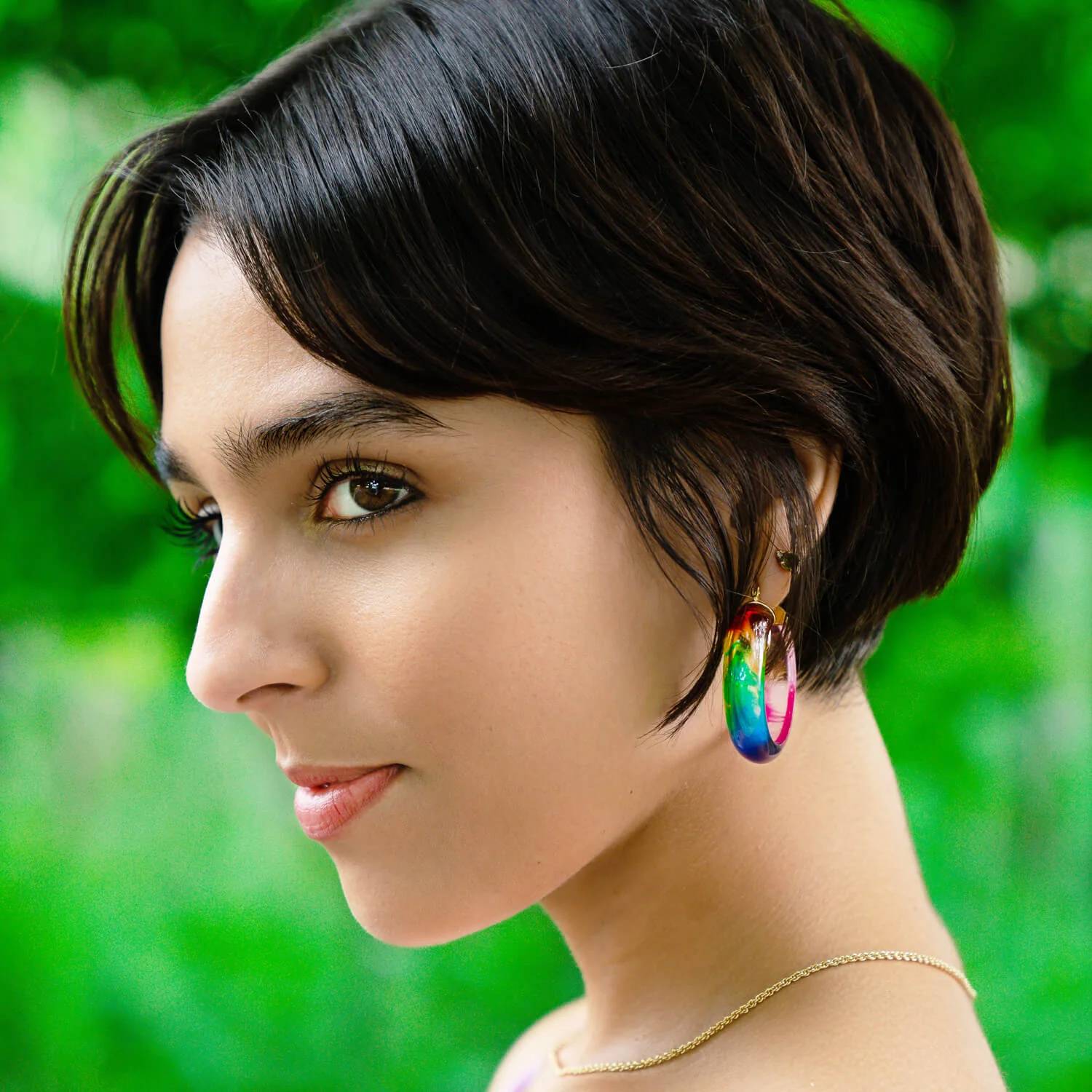Gold & Honey - Women's Tie Dye Lucite Small Hoops
