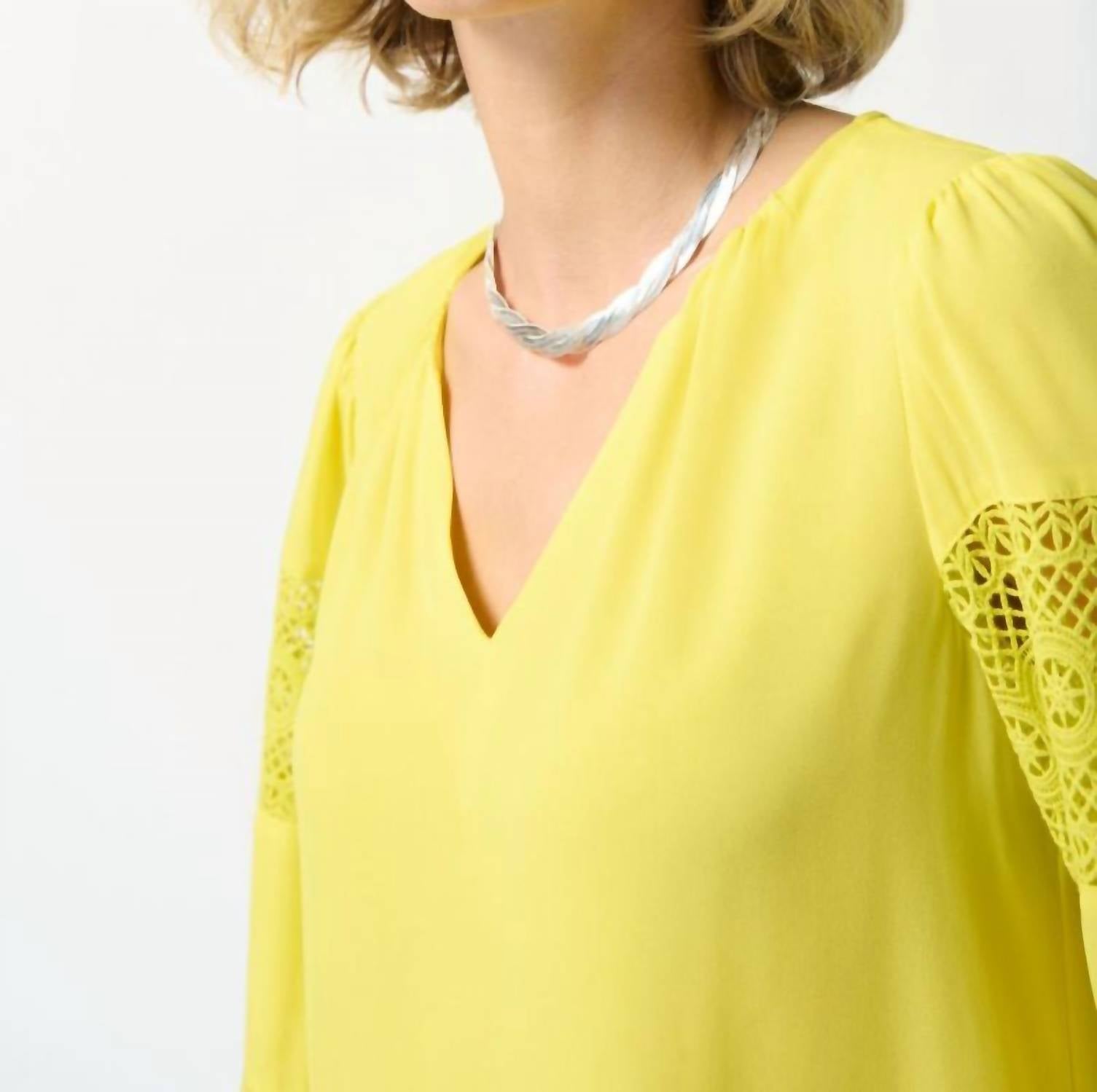 Joseph Ribkoff - V-neck Lace Detail Sleeve Relaxed Blouse