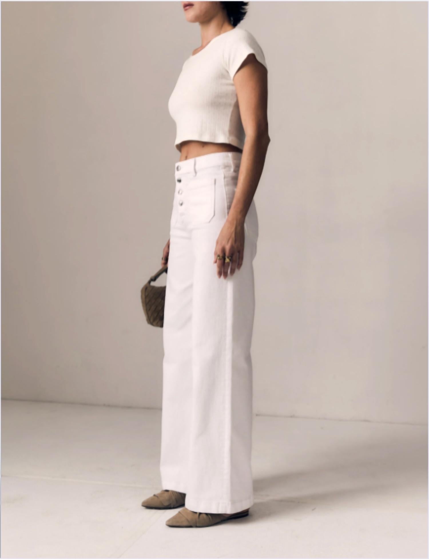 Le Jean - Georgia Exposed Button Wide Leg Pant