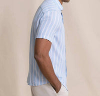 Southern Tide - Seamark Stripe Linen Rayon Short Sleeve Sport Shirt