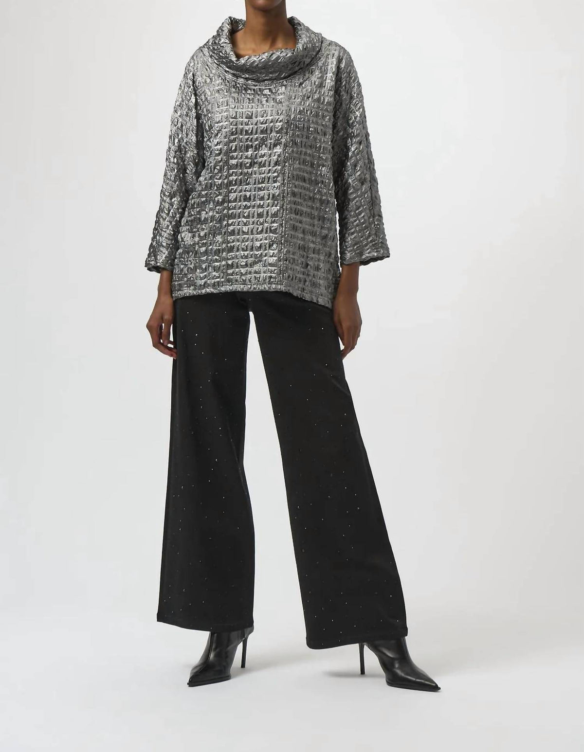 Joseph Ribkoff - Foiled Cowl Neck Dolman Sleeves Top