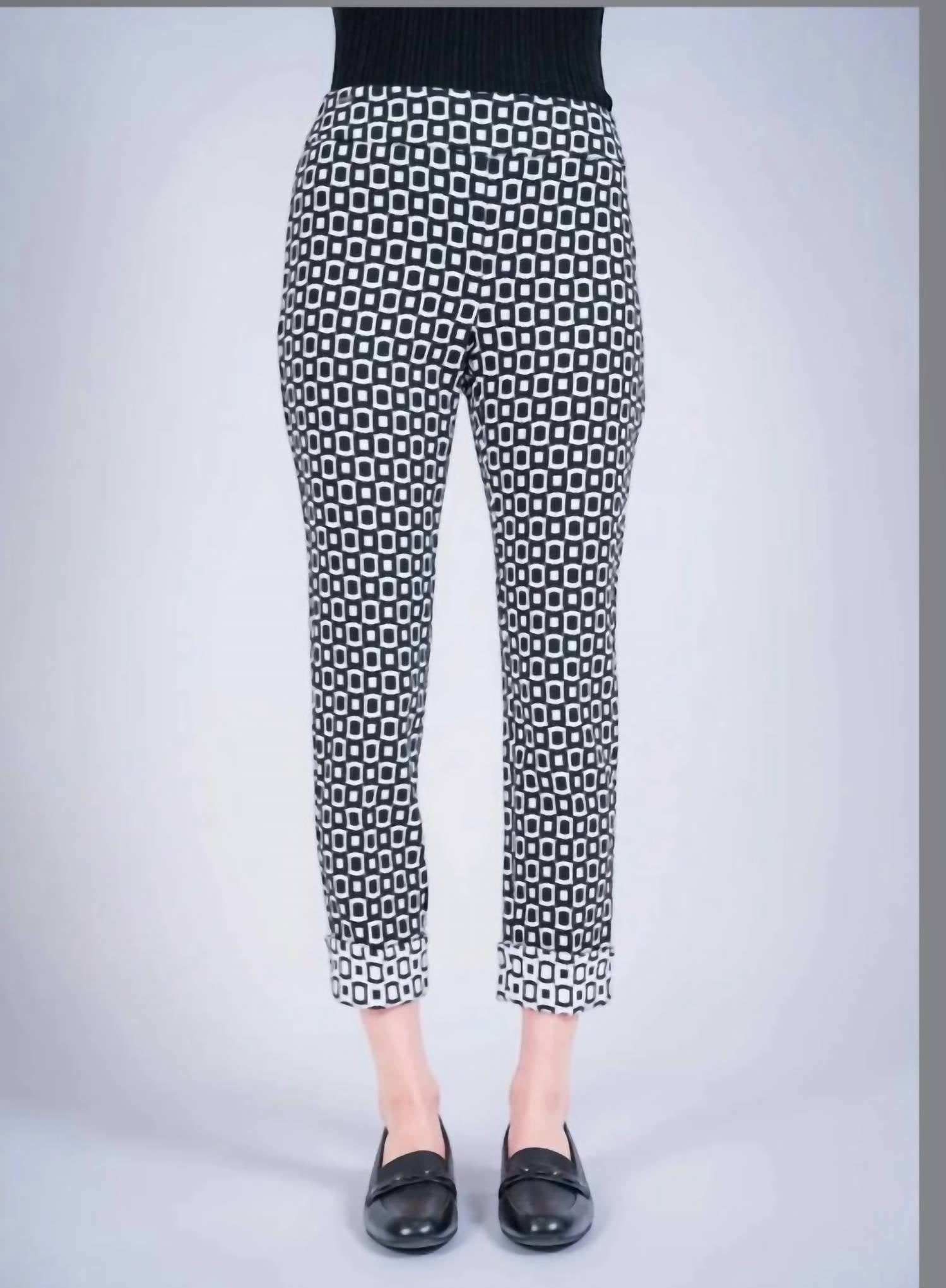 Lisette - Women's Squares Cuff Ankle Pull-on Trouser