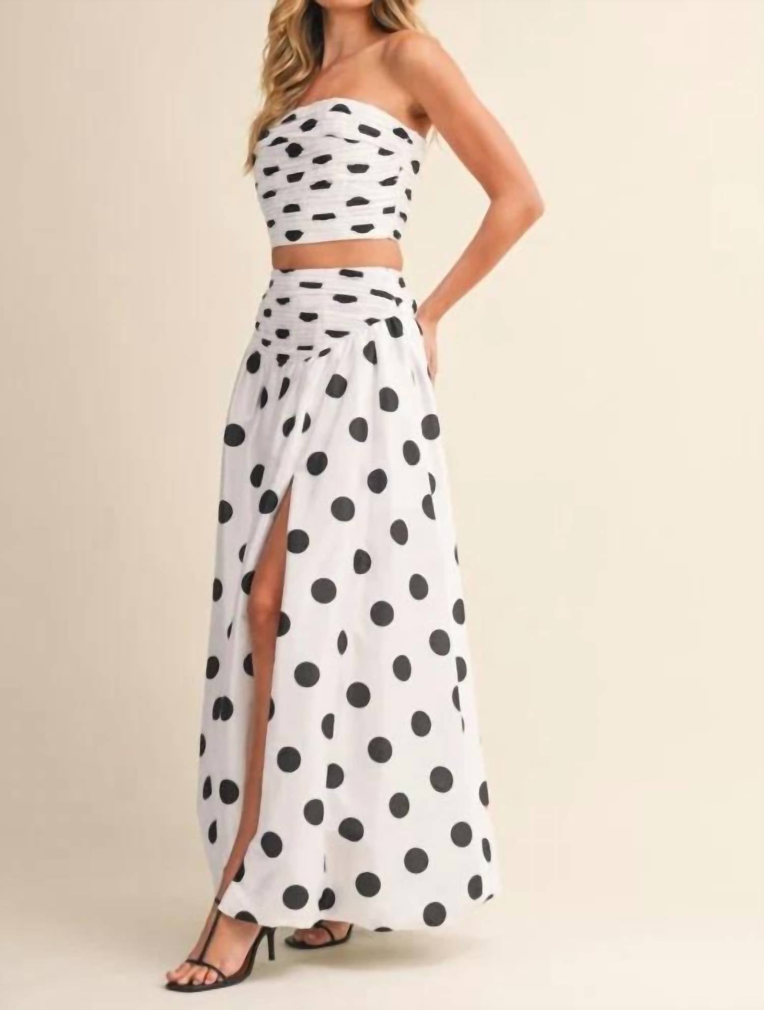 Klesis - Lottie Polka Dot Bubble Hem Skirt Set