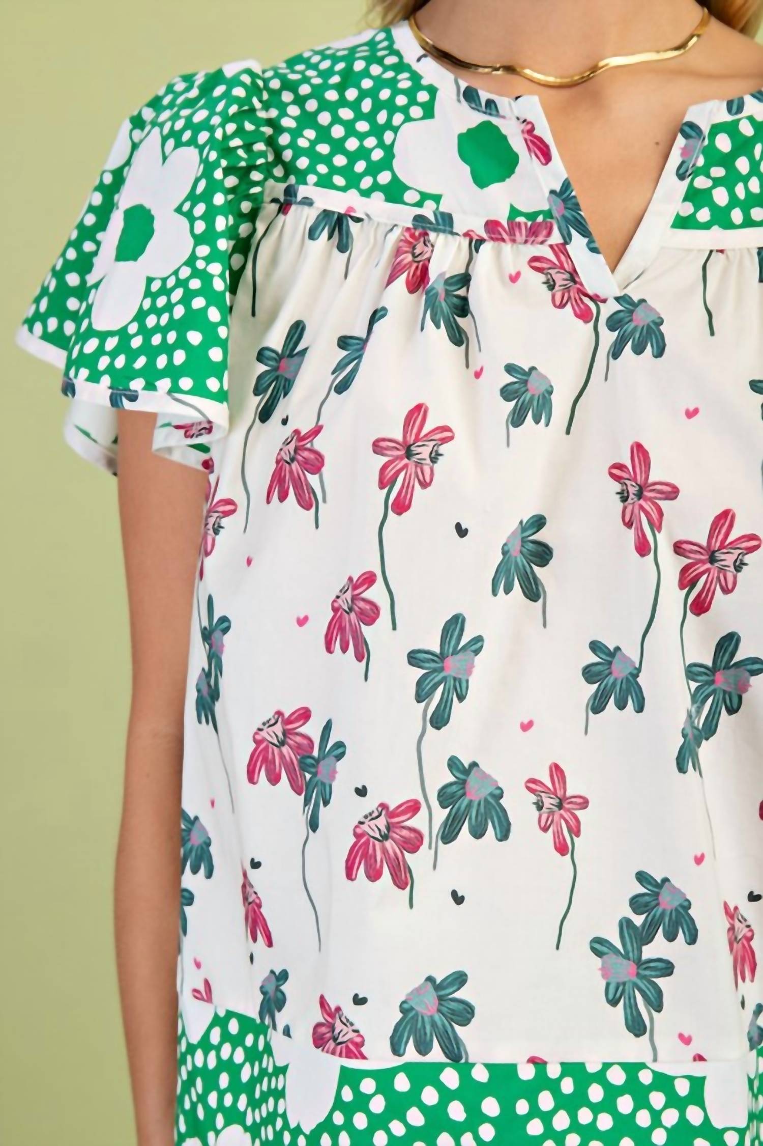 Gigio - Mixed Print Short Sleeve Top