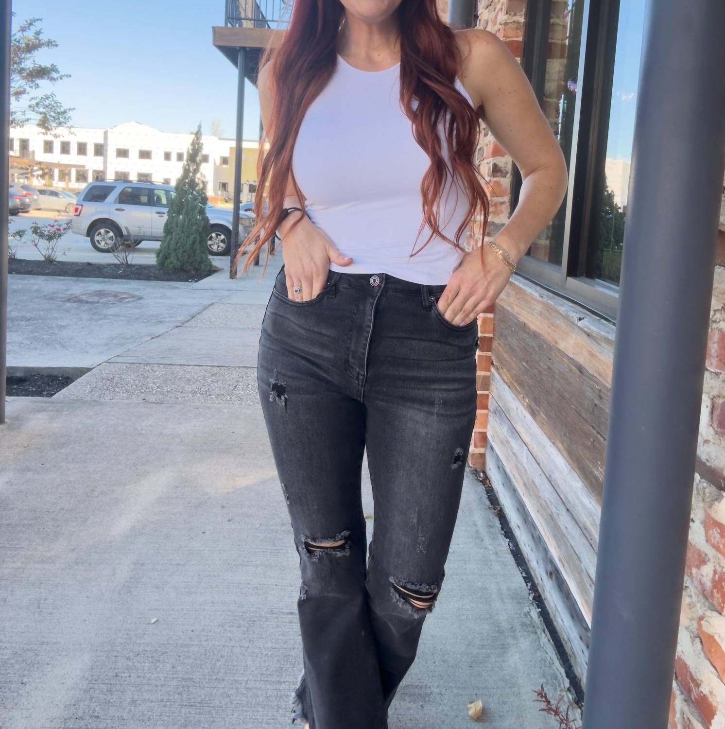 Risen - Kari Distressed Flare Jeans