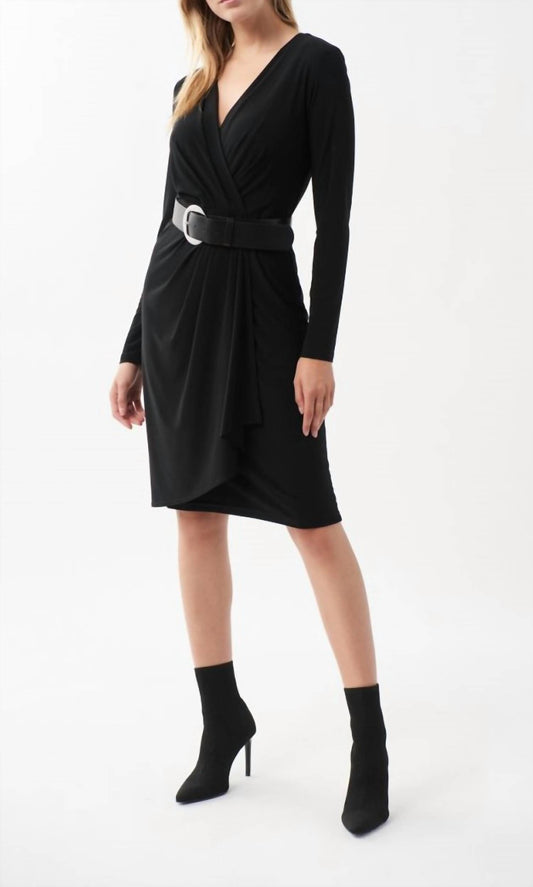 Joseph Ribkoff - LONG SLEEVE FAUX WRAP DRESS