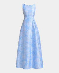 Kay Unger - Caitlin Pleated Floral Jacquard Gown