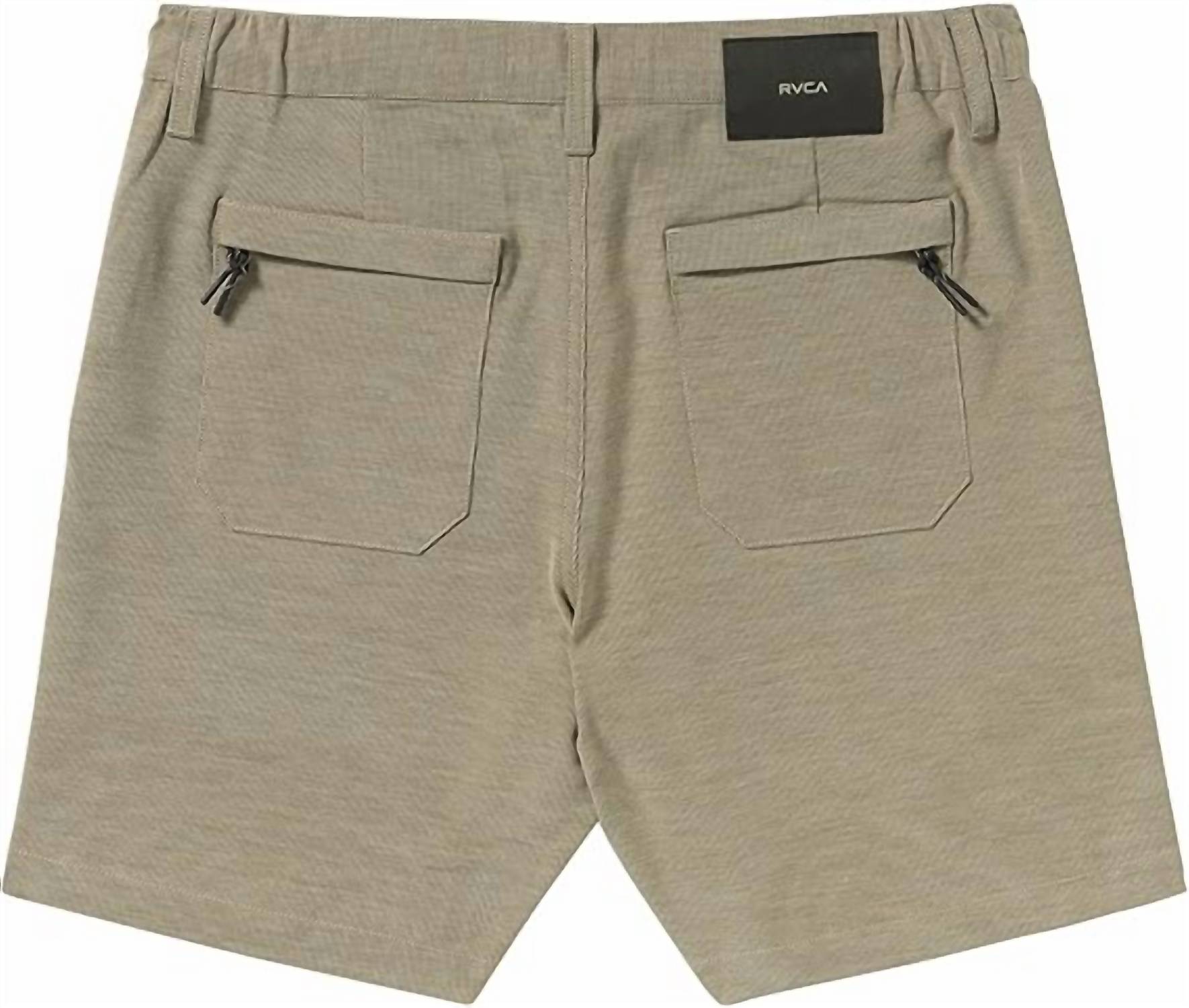 RVCA Men's Brophy Hybrid 18" Shorts in mushroom - men's shorts - detail view