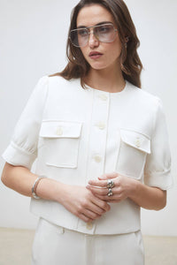Suncoo - Dune Cropped Button-front Top