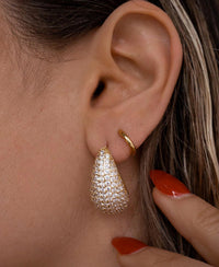 LUV AJ Women's Pave Gia Teardrop Earrings in gold - women's jewelry - detail view