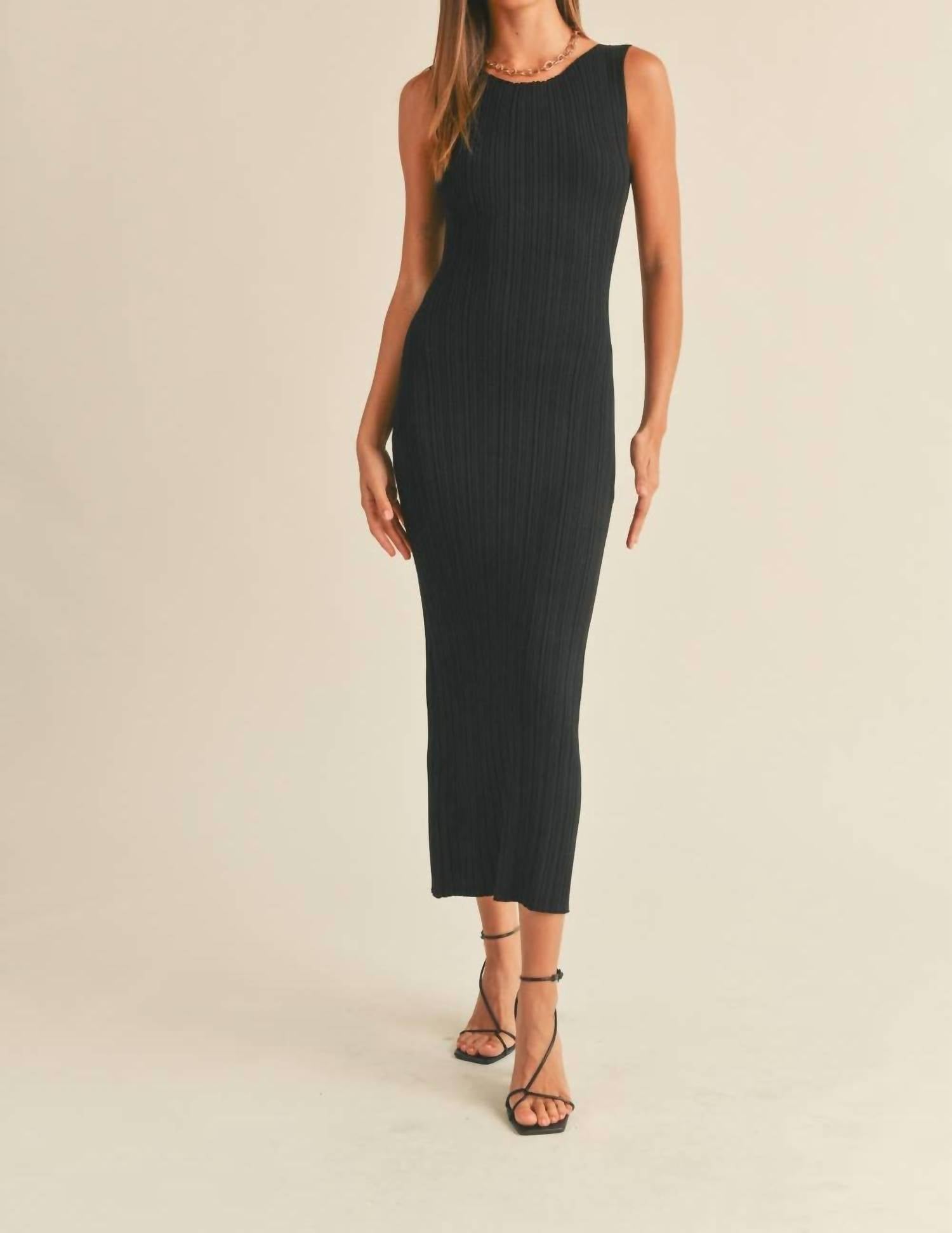 Miou Muse - Rib Knit Sleeveless Midi Dress