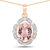 Diana M Jewels Women's Oval Natural Morganite Pendant Necklace (1.64 Ct) - Classic in 14k rose gold - women's jewelry