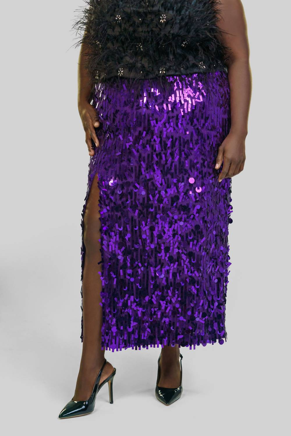 La Fuori - Alana Sequin Side Slit Skirt