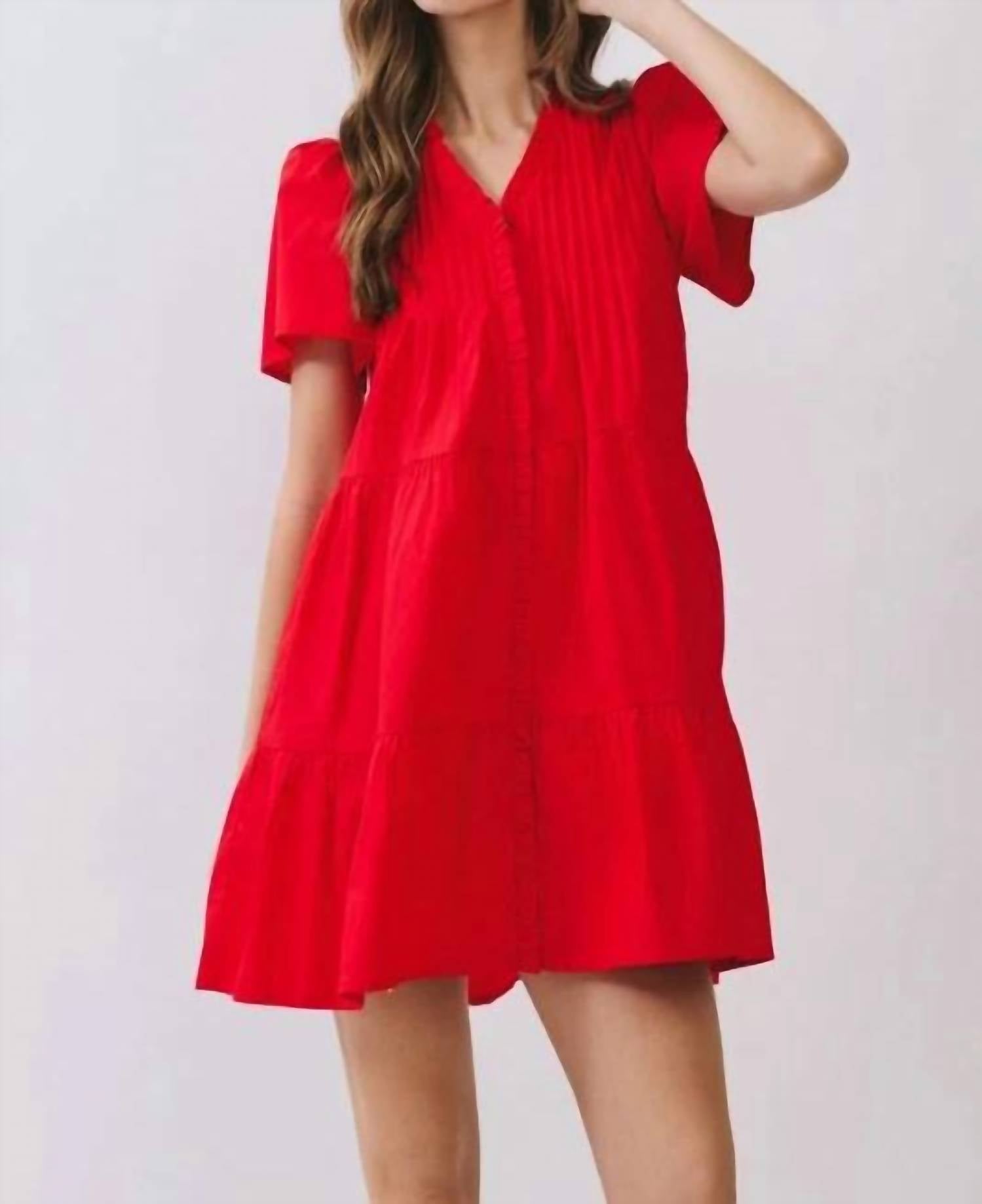 Tcec - Ruffle V Neck Mini Dress