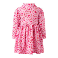 Rachel Riley Girl's Floral Heart Jersey Dress in pink - kids' dress - detail view