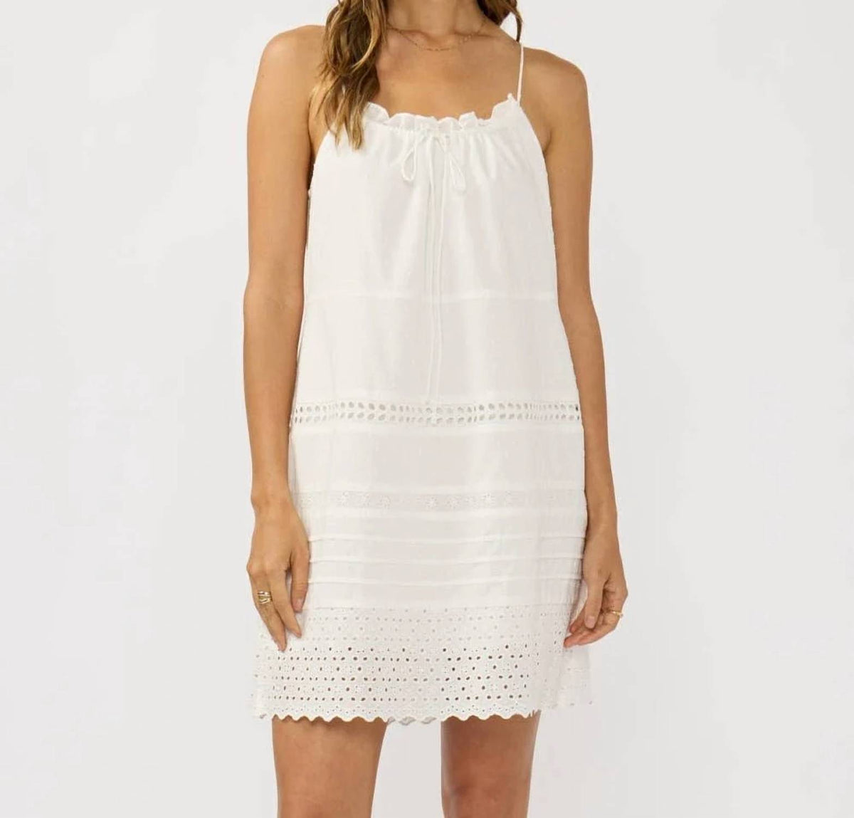 Lovestitch - Eyelet Pintuck Mini Dress